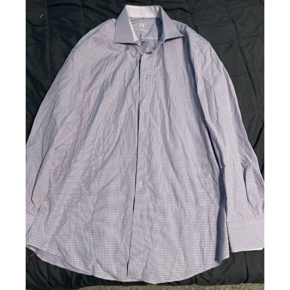 Bugatchi Uomo Button Shirt Mens Size XL Purple Geometric Long Sleeve 18 34-35 - Picture 1 of 5